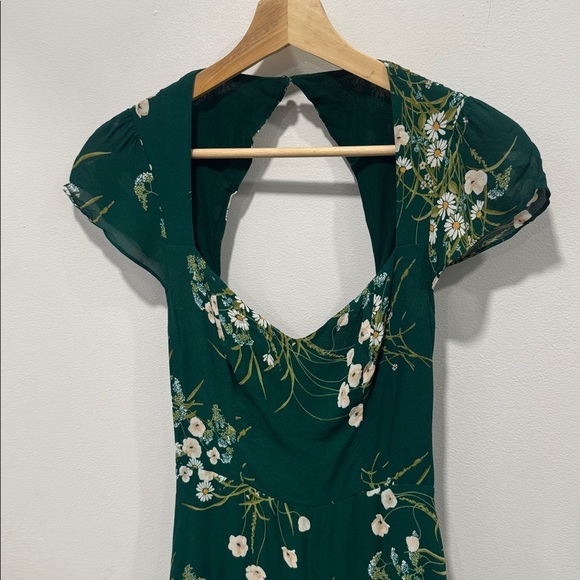 Reformation Rosi Dress Color Buena Green Sweetheart Neck Cut Out Back Size 2 - Picture 6 of 12